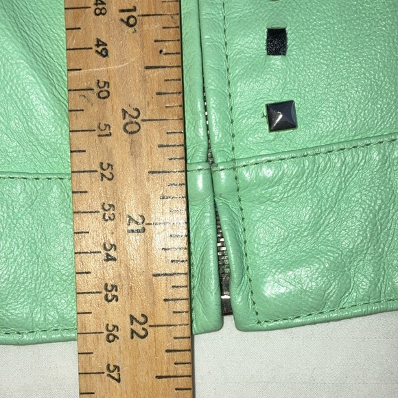Nygard Collection Petites mint green Leather Jacket with Silver toned Studs - Picture 15 of 16